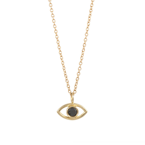 Evil Eye Diamond Necklace - 14K Yellow Gold - ourCommonplace