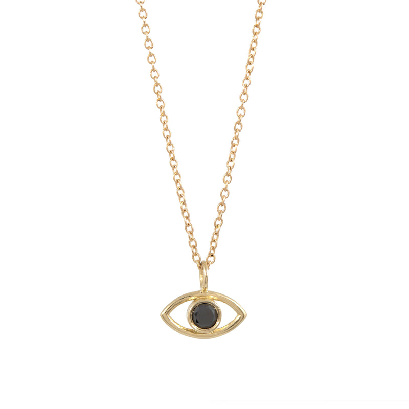 Evil Eye Diamond Necklace - 14K Yellow Gold - ourCommonplace