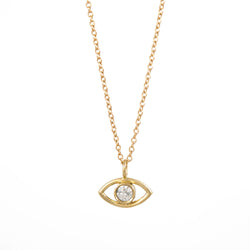 Evil Eye Diamond Necklace - 14K Yellow Gold - ourCommonplace