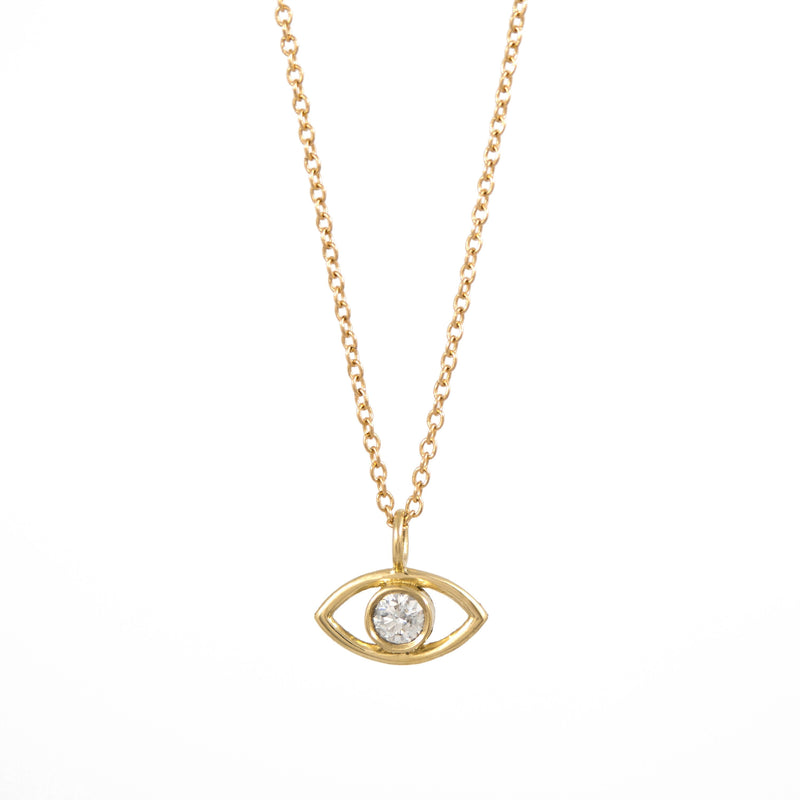 Evil Eye Diamond Necklace - 14K Yellow Gold - ourCommonplace