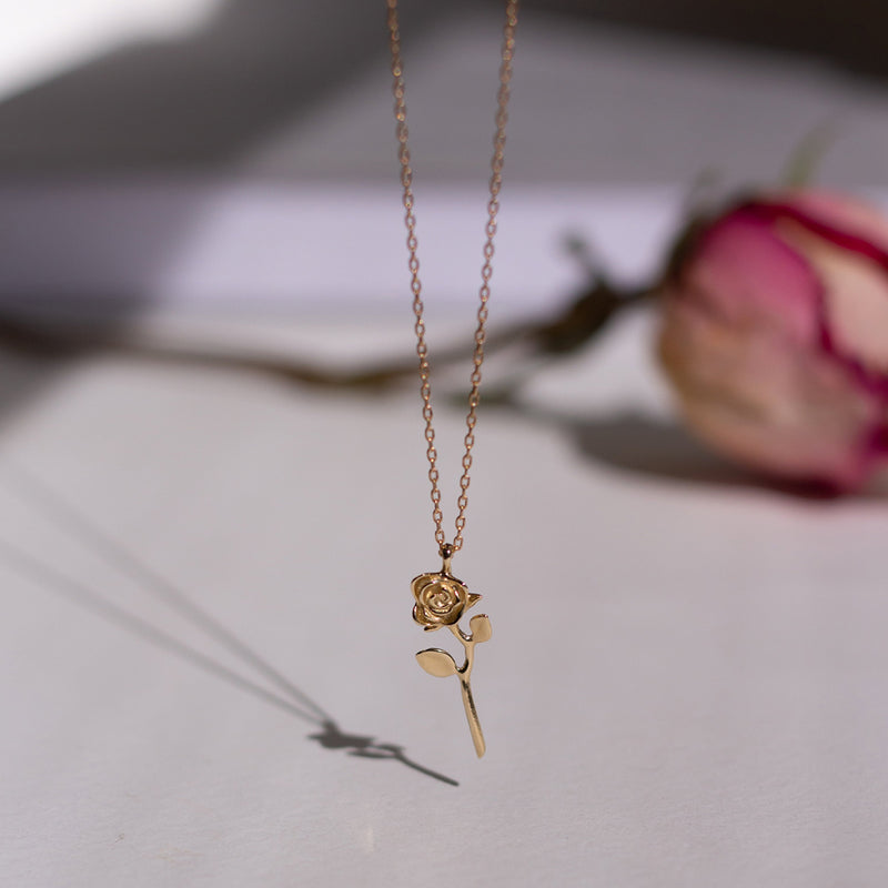 Devotion - Rose Necklace in 14k Yellow Gold - ourCommonplace