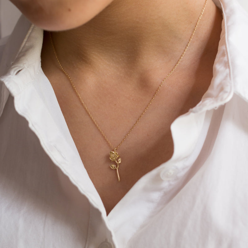 Devotion - Rose Necklace in 14k Yellow Gold - ourCommonplace