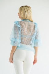 PARKER Sheer Powder Blue Polka Dot Blouse - ourCommonplace
