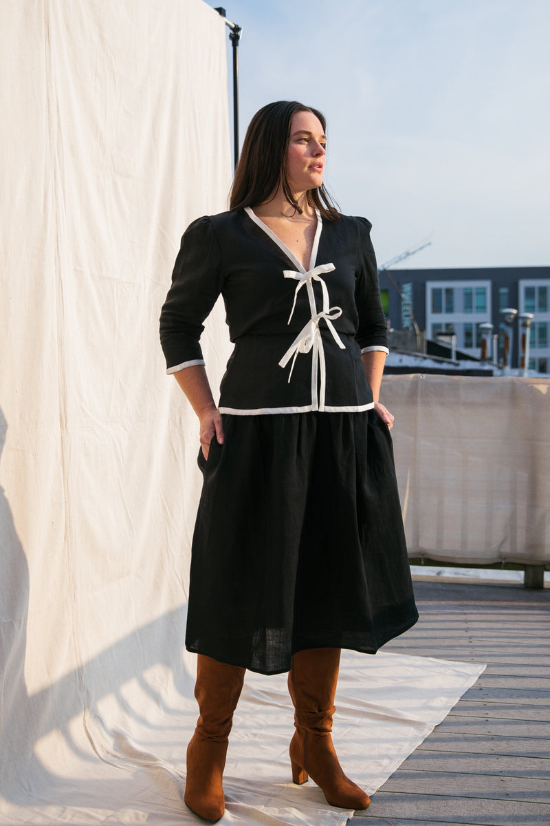 Beth Skirt / Black Linen - ourCommonplace