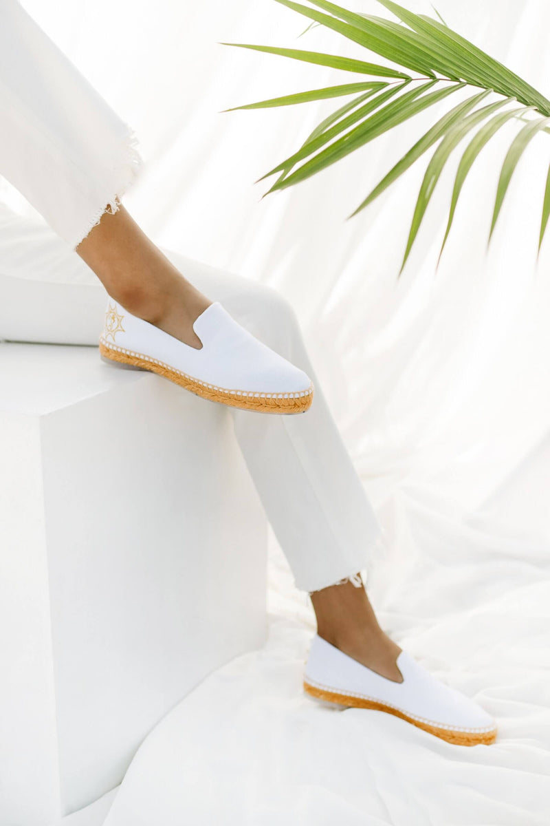 Ubud Artisanal Espadrille Shoes - White Cotton - ourCommonplace
