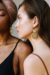 Hoa Lu 16K Gold Plated Natural Rattan (Straw/Wicker) & Buffalo Horns Earrings - ourCommonplace