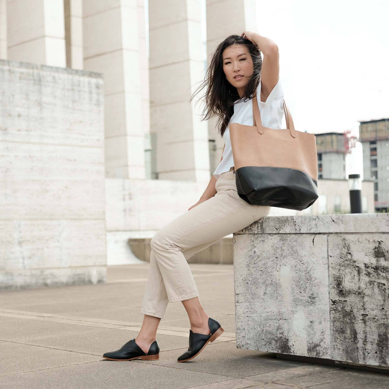 Lori Tote Almond/Black - ourCommonplace