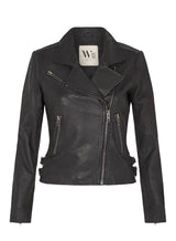 The New Yorker Motor Jacket Worn in Charcoal Leather - ourCommonplace