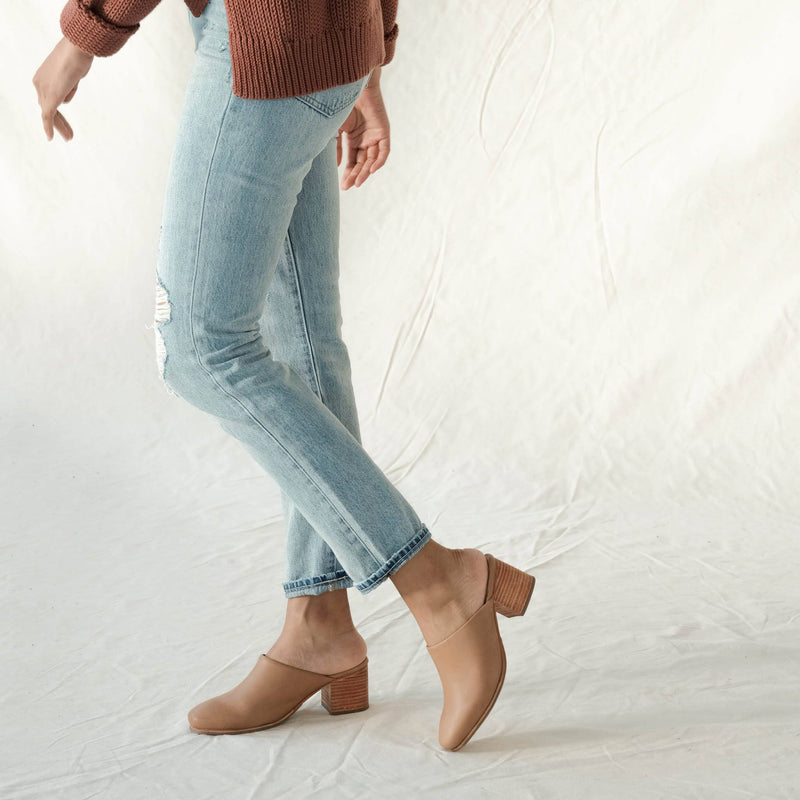 All-Day Heeled Mule Almond - ourCommonplace