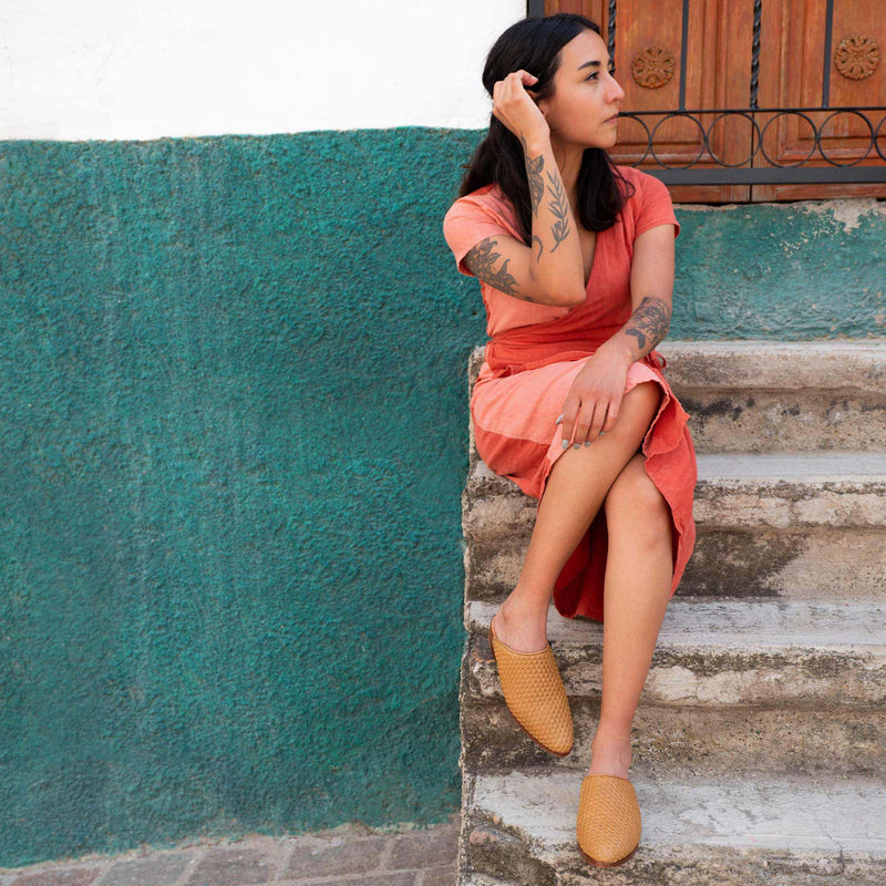 Ama Woven Mule Woven Almond - ourCommonplace