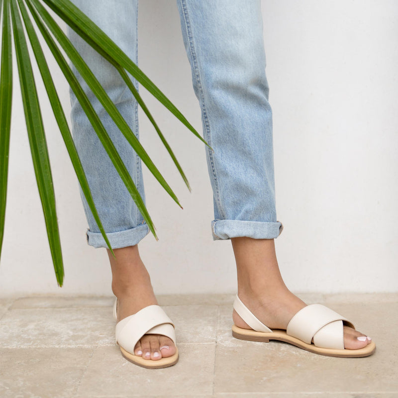 All-Day Cross Strap Sandal Bone - ourCommonplace