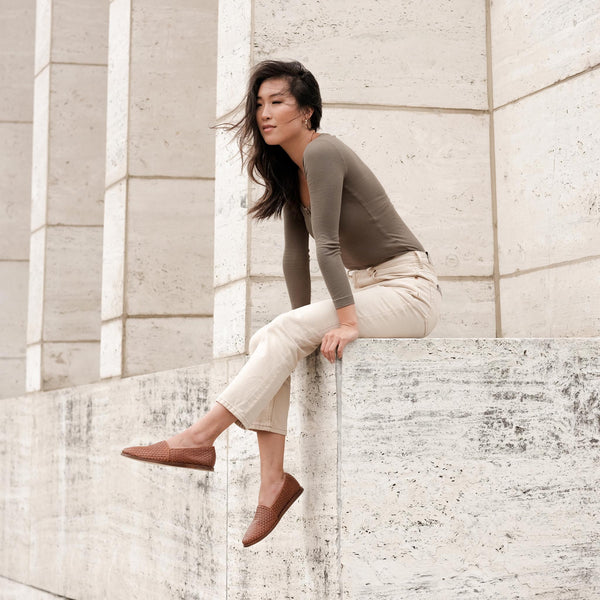Mara Woven Slip on Woven Brandy - ourCommonplace